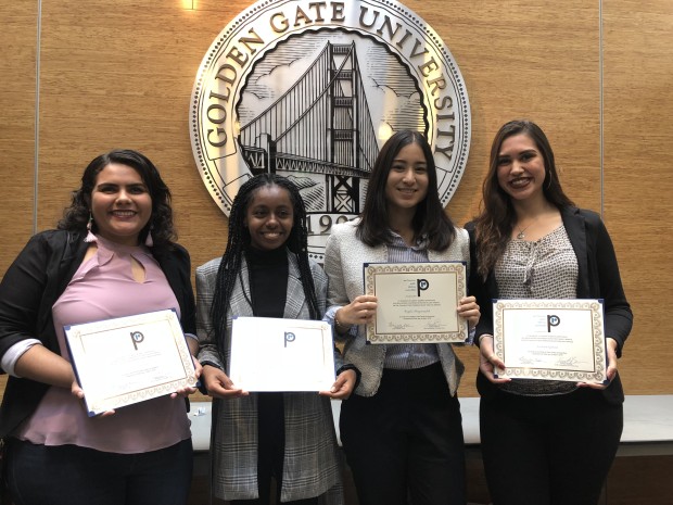 2018 Scholarship Winners: Left to right, Irma Guardado, USF; Elsabete Kebede, SJSU; Angela Mesgarzadeh, UC Berkeley; Jasmine Garcia, SJSU
